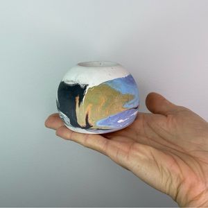 Artisan-Made Decorative Hand-Painted Concrete Incense Vase